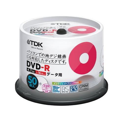 TDK CPRM対応 データ用DVD-R 4.7GB 1-16倍速対応 ホワイトワイドプリンタブル ...