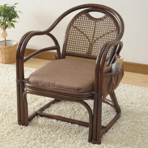 山善YAMAZEN 籐ラタン製 らくらく立ち上がり座椅子座面高さ35cm ブラウン TF20-531...