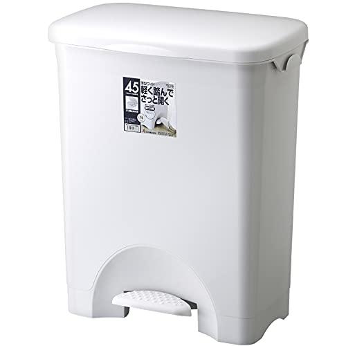 リス ゴミ箱 H&amp;H 45PS ペダルペール 横型 ワイド ポリ袋フック付き グレー 45L