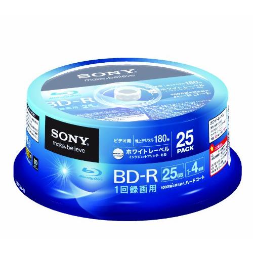 SONY ビデオ用BD-R 1回録画用 片面1層25GB 4倍速 ホワイトプリンタブル 25枚スピン...