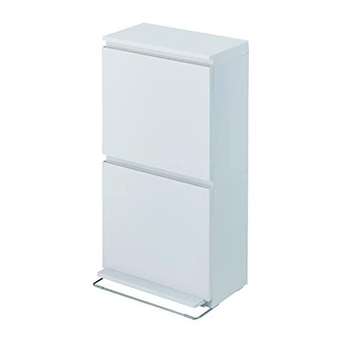 アスベル フタ付きゴミ箱 ペダル2段ワイド 丸洗い可 40L 白 奥行スリム A6887