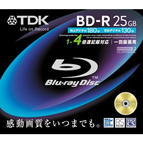 TDK 録画用ブルーレイディスク 25GB BD-R1回録画用 4X ノーマルレーベル 10mmケー...