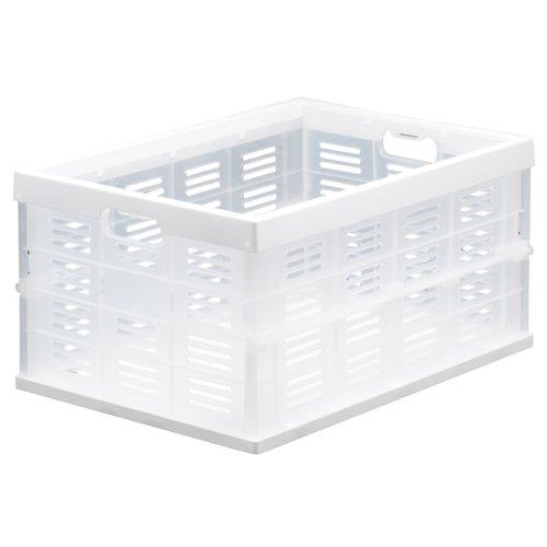 JEJアステージ コンテナ 日本製 折りたたみ式 収納ボックス NM-35 スモークホワイト幅35×...