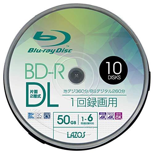 LAZOSラソス Lazos BD-R 50GB 1-6倍速対応 1回記録用 ホワイトワイド印刷対応...