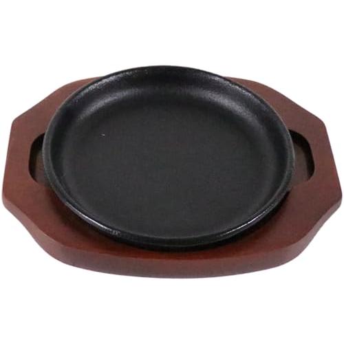 三和精機製作所 ステーキ皿 丸型 B 15cm 鉄鋳物 天然木 PSV16015