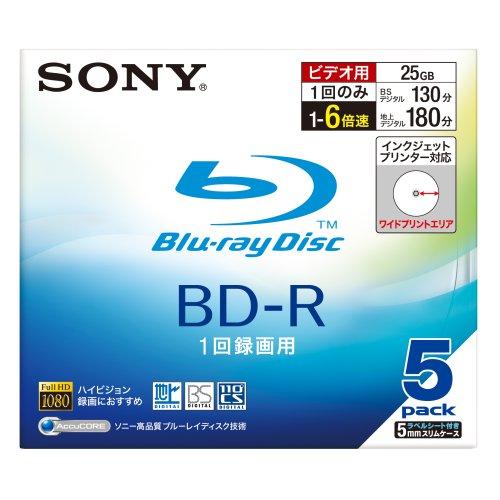 SONY 日本製 ビデオ用BD-R 追記型 片面1層25GB 6倍速 プリンタブル 5枚P 5BNR...