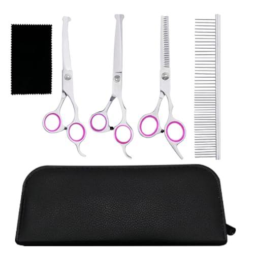 MRSXXNTY トリミング ハサミ カーブシザー 犬用グルーミングはさみキット 安全な丸い先端部 ...