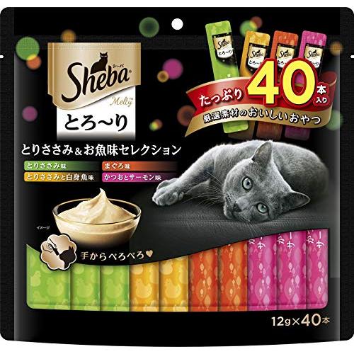 シーバ Sheba 猫用おやつ とろ~り メルティ とりささみ&amp;お魚味セレクション 12グラム x ...