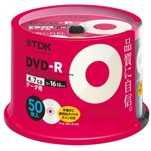 TDK データ用DVD-R 4.7GB 16倍速対応 パールカラーディスクタイトルライン付き 50枚...