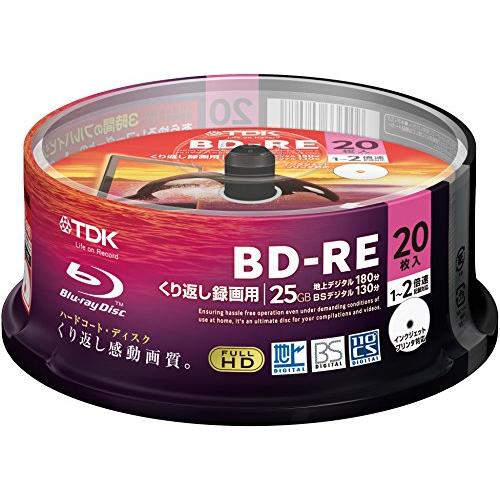 TDK 録画用ブルーレイディスク BD-RE 25GB 1-2倍速 ホワイトワイドプリンタブル 20...