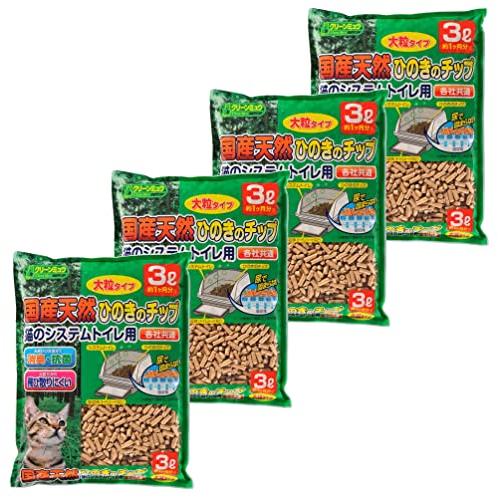 クリーンミュウ国産天然ひのきのチップ大粒3Ｌ×4