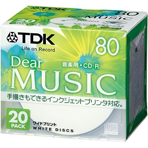TDK CD-R 音楽用 80分 ホワイトワイドプリンタブル 20枚 5mmケース CD-RDE80...