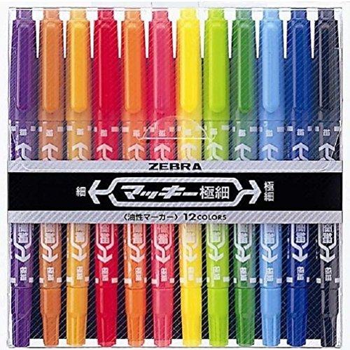 ゼブラZEBRA 油性ペン マッキー 極細 12色 MCF-12C