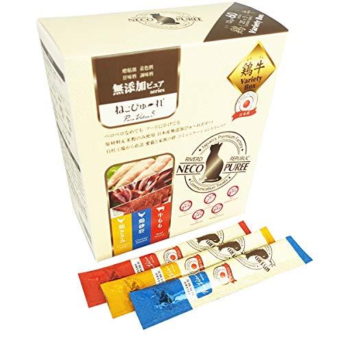無添加ピュア 日本産 猫用おやつ ねこぴゅーれ PureValue5 鶏牛 バラエティボックス 60...
