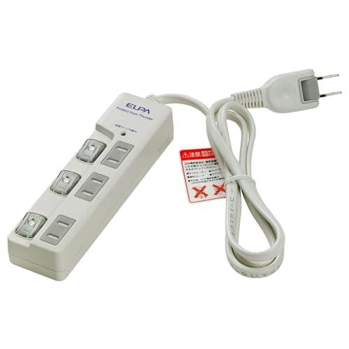 エルパELPA スイッチ付タップ 雷ガード コンセント 延長コード LED 上差し 3個口 1ｍ W...