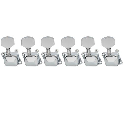 Musiclily 6連半密閉型ギター糸巻き ペグ スクワイアストラトエレキギター用、クローム