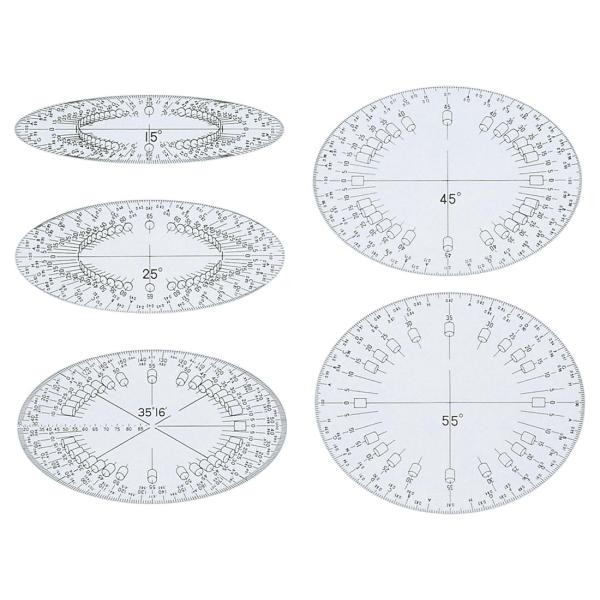 ドラパス 立体分度器 5枚セット 長軸径120mm 16526