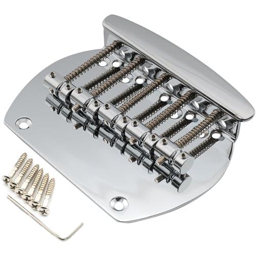 Musiclily Pro 16mmスチール製5弦ベースブリッジ ミュージックマンタイプベース用、ク...