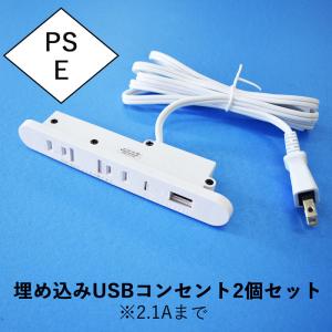 コンセントタップ 2個 埋め込み 埋め込みコンセント 電源タップ 電源 業務用 電源ケーブル 電源コード USB付き USBコンセント デスク リフォーム コンセント