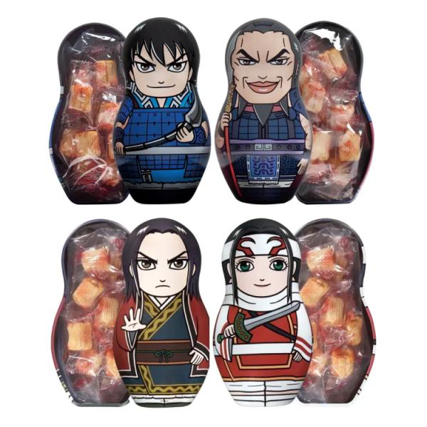 【2160円OFF】キングダムコラボデザイン缶めんたいチーズおかき 王騎・信・羌カイ・エイ政(九州 ...