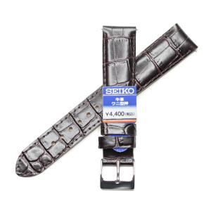 SEIKO（セイコー） 純正 時計バンド カーフ ワニ型押し ブラック 18