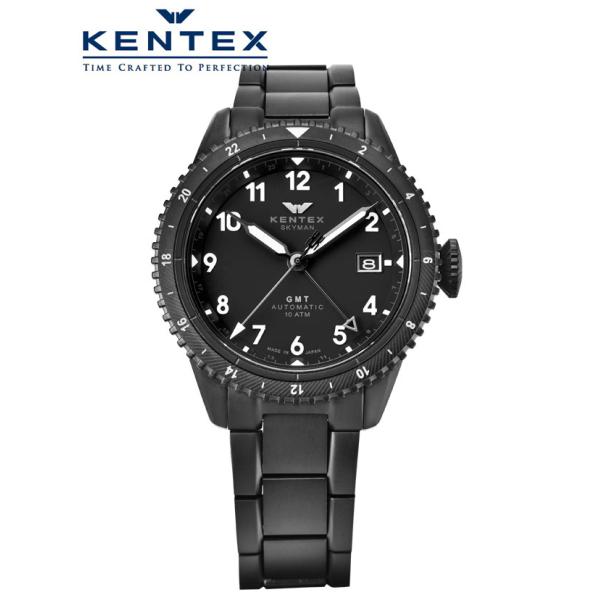 【セルベットをプレゼント】ケンテックス KENTEX 腕時計 自動巻き スカイマン ジーエムティー ...