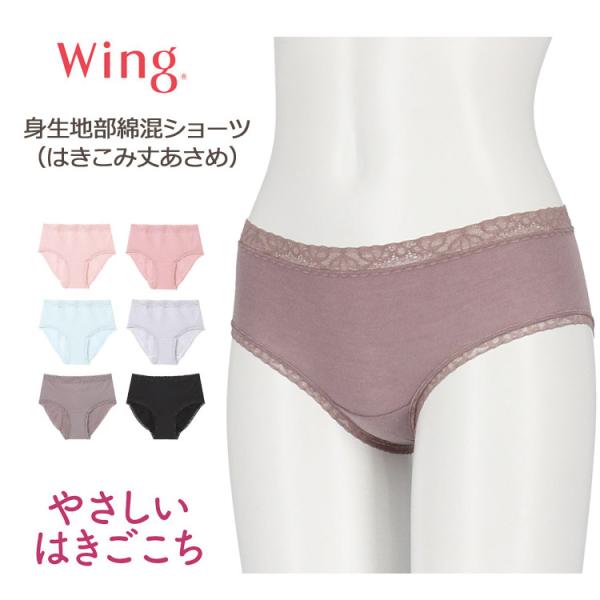 ウイング ショーツ 身生地部綿混 あさめ ローライズ 綿混 ノーマルショーツ やさしい ふんわり レ...