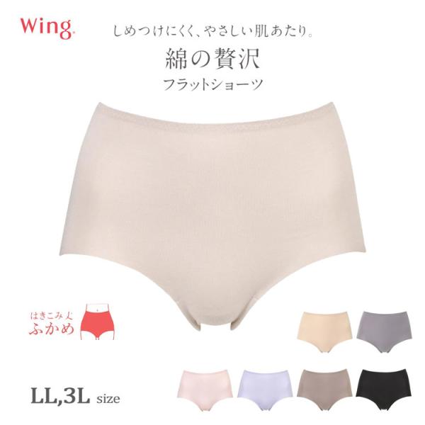 LLサイズ ウイング ショーツ 身生地部綿混 深ばき ふかめ 綿の贅沢 ノーマルショーツ フリーカッ...
