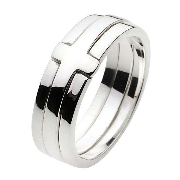 シルバーリング 指輪 メンズ シンプル クロス 重ね付け シルバー925 リング メンズ おしゃれ ...