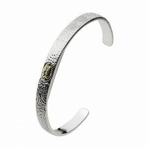 彫刻デザイン バングル　シルバー925 アクセサリー Binich 桜 透かし彫り バングル メンズ シルバー925 和柄