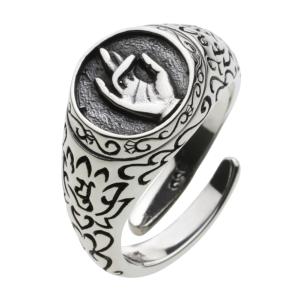 シルバーリング 指輪 メンズ 九字マントラ 真言 和風 和柄 陰陽