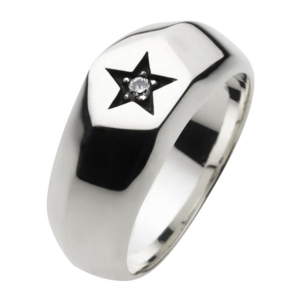 ジルコニア シルバーリング 指輪 メンズ スタイリッシュ スター 星 シンプル 石 シルバー925 ...