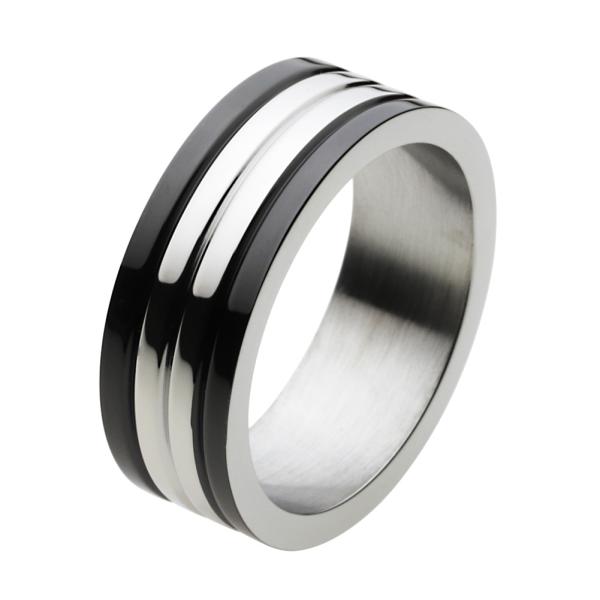 ステンレスリング 指輪 メンズ ダブル ブラック ライン ステンレス リング メンズ ステンレスアク...