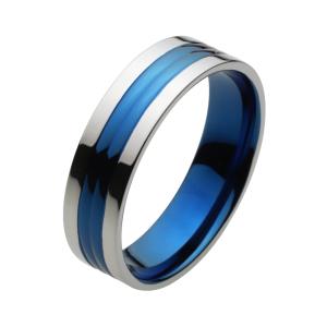 指輪 メンズ ブルー ライン ステンレス リング メンズ ステンレスリング ステンレスアクセサリー fr6096｜e-standard