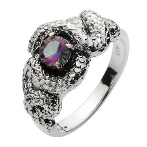 レッドコーラル シルバーリング 指輪 メンズ カレッジリング 鯉 花 和