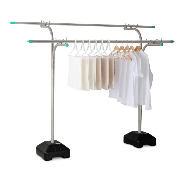 物干し台 屋外 風に強い オールステンレス 組み立て式 段違い 一体型 1穴 ブローベースセット C...