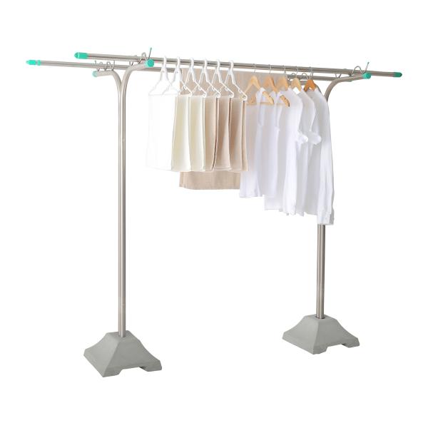 物干し台 屋外 風に強い オールステンレス 組み立て不要 平行タイプ 一体型 1穴 コンクリートベー...