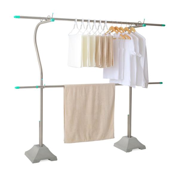 物干し台 屋外 風に強い オールステンレス 組み立て不要 片側 一体型 1穴 コンクリートベースセッ...