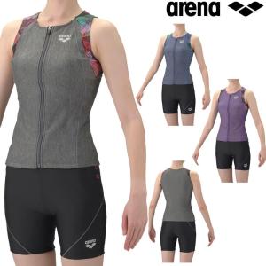 アリーナ ARENA フィットネス水着 レディース すらっとセパ モク2Way フィットネスセパレート カバーバック ミドルレッグ 差し込みパッド パッド付き AS6SWF46L