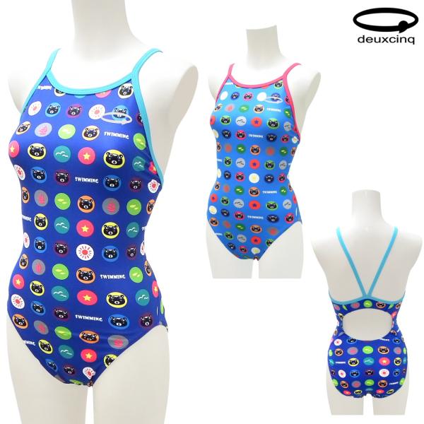 競泳水着 レディース 練習用水着 ワンピース プライムフレックス マー君・ドット DEUXCINQ ...