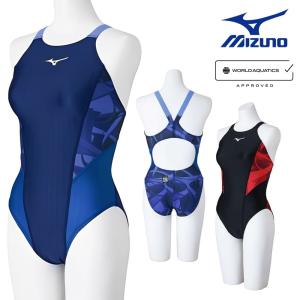 競泳水着 レディース ミズノ MIZUNO WA承認モデル STREAM ACE ミディアムカット 大きめバックホール MUGEN PACK 2024年秋冬モデル