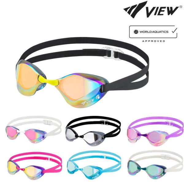 VIEW ノンクッション スイミングゴーグル ミラータイプ BLADE F ブレードエフ 競泳 レー...