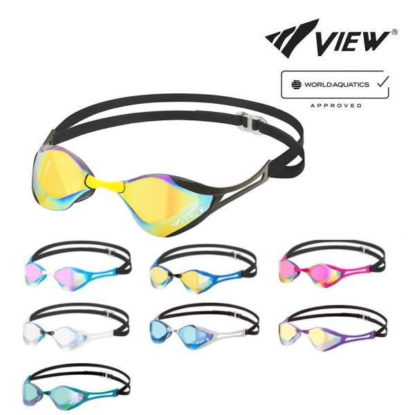 VIEW ノンクッション スイミングゴーグル ミラータイプ  FINA承認 WA承認 Blade F...