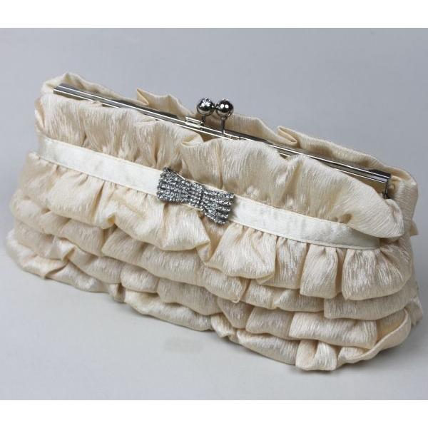 パーティーバッグ　とってもかわいぃふりふり2Wayクラッチ　ブラック　シルバー　ベージュ　結婚式・２...