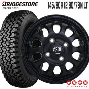 604V 145/80R12 80/78N ガイアクロス 12×4.0 マットブラック 4本ホイールセット ブリヂストン RD-604 STEEL (145R12 6PR 互換)