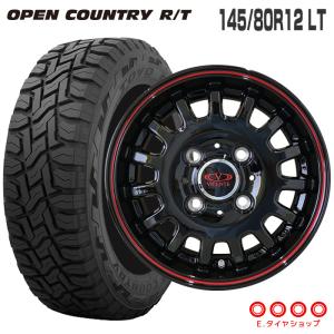 キャリィDA16T エブリィDA17V オープンカントリー R/T 145/80R12 LT ヴィセンテ04 12×3.50B JWL-T ブラック/レッドライン 4本 ホイールセット｜e-tireshop