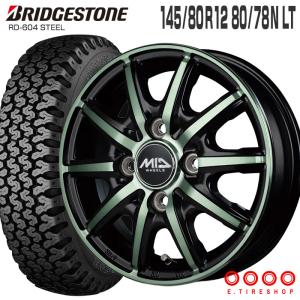☆LTタイヤ☆　トヨタ純正　スチールホイール　12インチ　4J　PCD100　4穴　ET約40　ハブ径約54　BRIDGESTONE エコピア　145/80R12 LT　2018年 エコピア R710 145/80R12 80/78N MID WHEELS RX10-K ブラック
