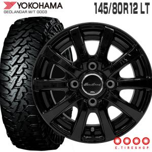 ジオランダー MT G003 145/80R12 80/78N LT ユーロスピード G10 12&#215;3.5 ブラック (特注カラー) 4本ホイールセット ヨコハマ GEOLANDAR M/T (145R12 6PR 互換)