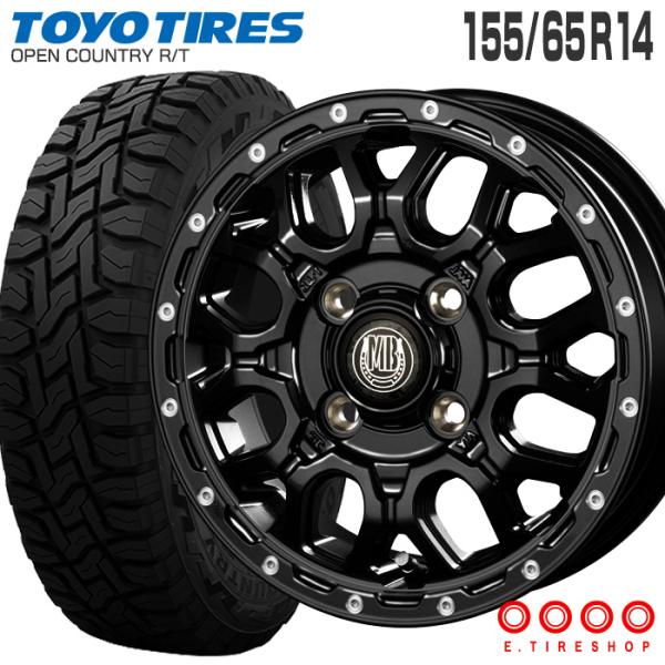 オープンカントリー RT 155/65R14 XR-800M 14×4.5 マットブラックピアスポリ...