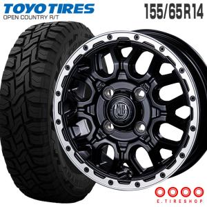 オープンカントリー RT 155/65R14 マッドバーン XR-800M 14×4.5 マットブラックリムポリッシュ 4本ホイールセット トーヨー OPEN COUNTRY R/T｜e-tireshop